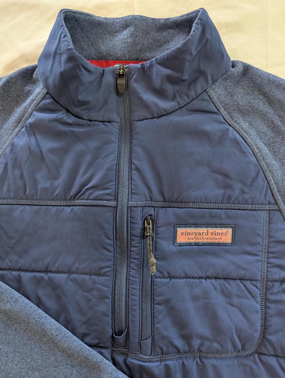 Vineyard Vines Jacket Mens M Blue Quilted Fleece 1/4 Zip Insulated Pullover